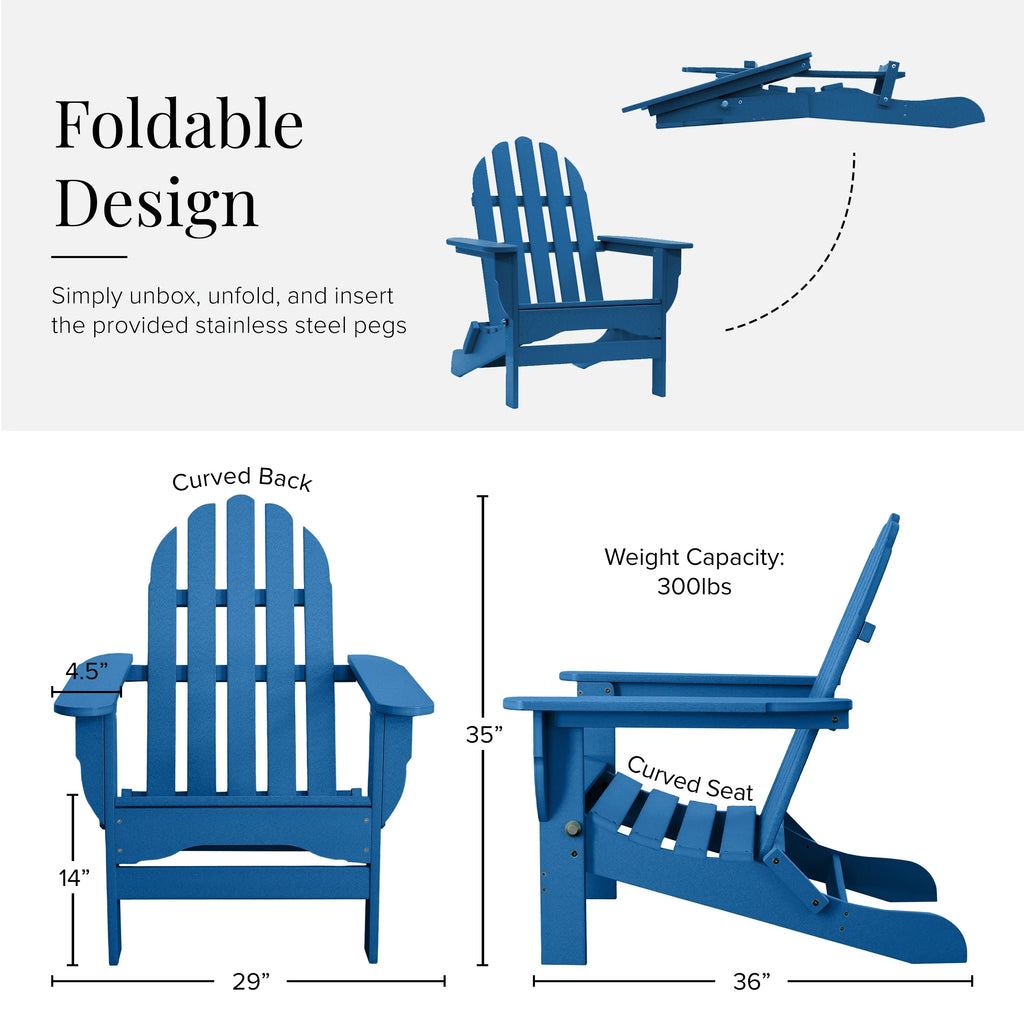 16-Pc Folding Adirondack Chair Set with Ottomans and Side Tables M2967