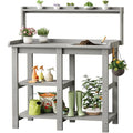 Potting Bench Table with Removable Sink, Storage Shelves & 4 Side Hooks U953460