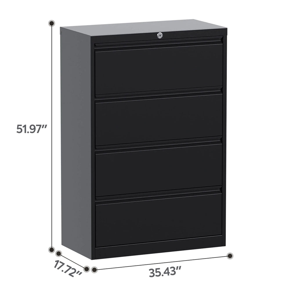 4 Drawer Black File Cabinet with Lock D177009