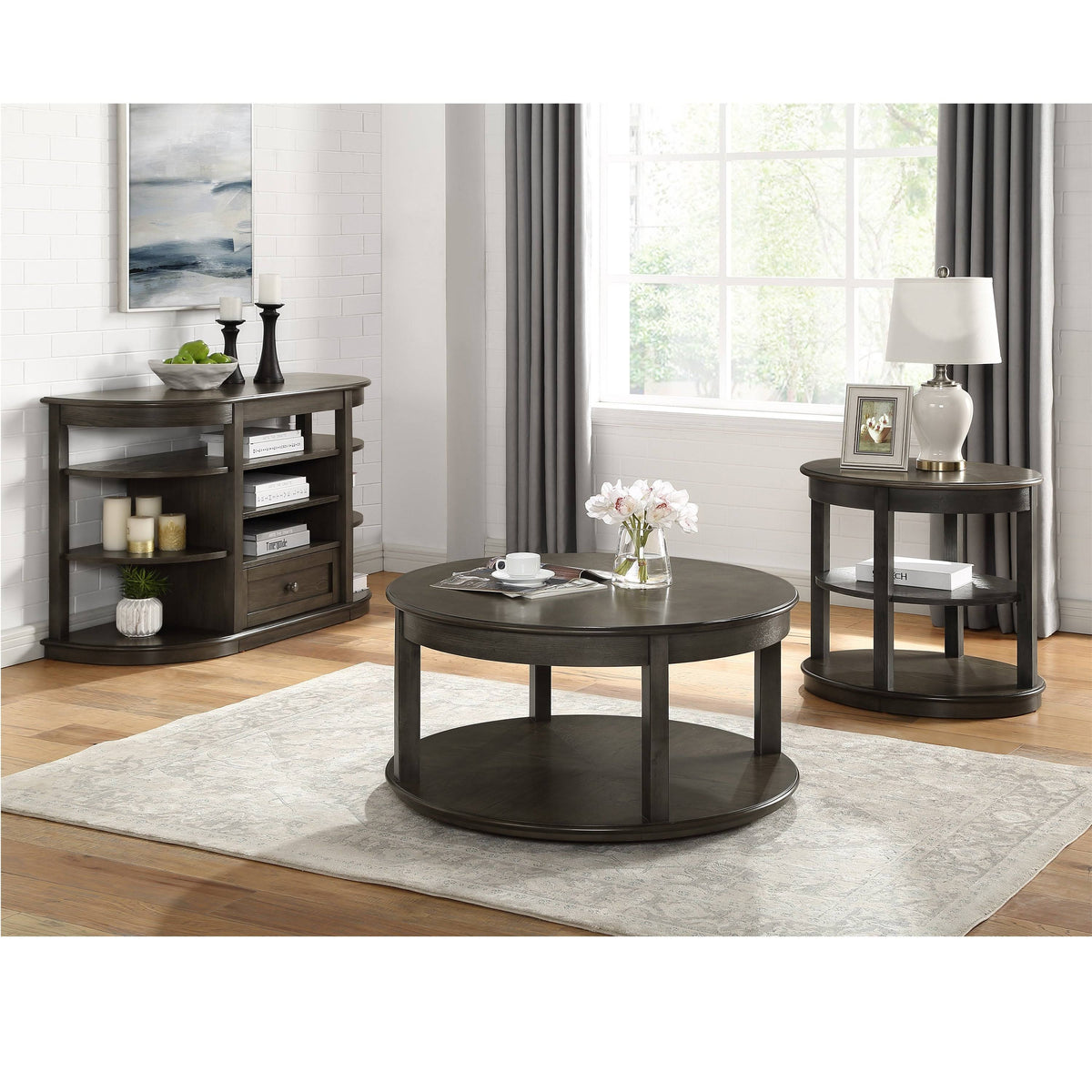 Grey 36-Inch Round Coffee Table I60250