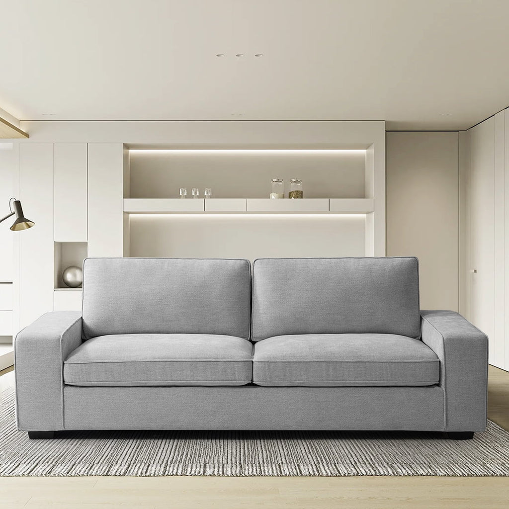 Light Grey Linen Loveseat Sofa with Solid Wood Frame D5400