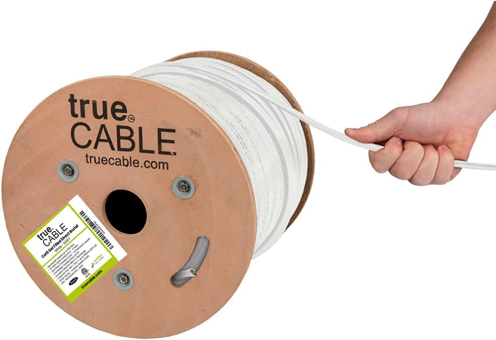 White 500ft Cat6 Direct Burial Gel Filled Ethernet Cable J93716
