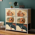 9 Drawer Fabric Dresser with Wooden Top Q444371