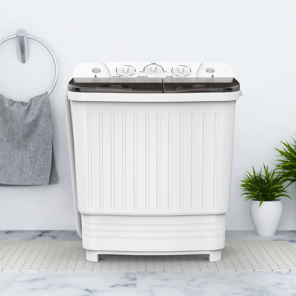 Portable Twin Tub Washing Machine 18Lbs White Black W647178