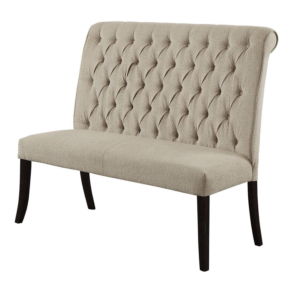 Ivory Chenille Tufted Dining Bench O2152