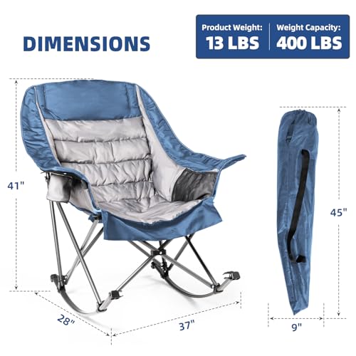 Oversized Padded Rocking Camping Chair with Cup Holder V1488