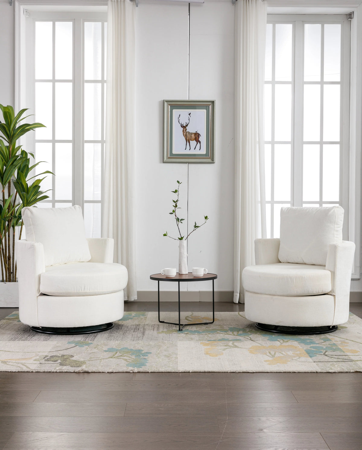 Beige Chenille Swivel Barrel Armchair G928933