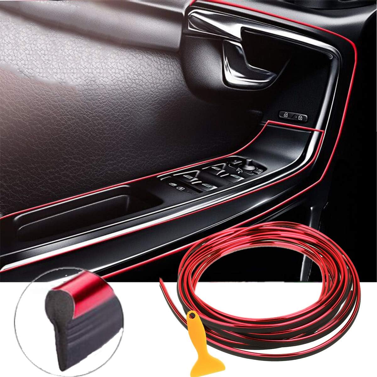 Car Interior Moulding Trim 16.4FT Red D495
