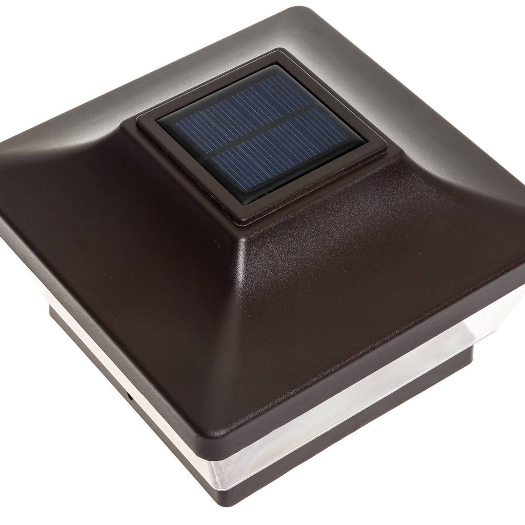 5 x 5 Solar LED Post Cap Light with 6 inch Adapter, Bronze, 12 Pack I86079