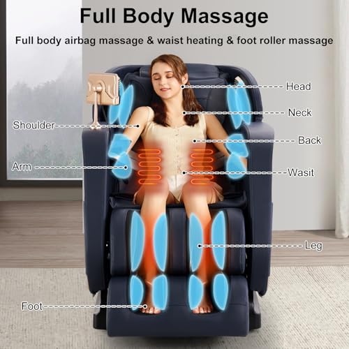 4D Zero Gravity Heated Massage Chair Recliner with SL Track (Black) X9831