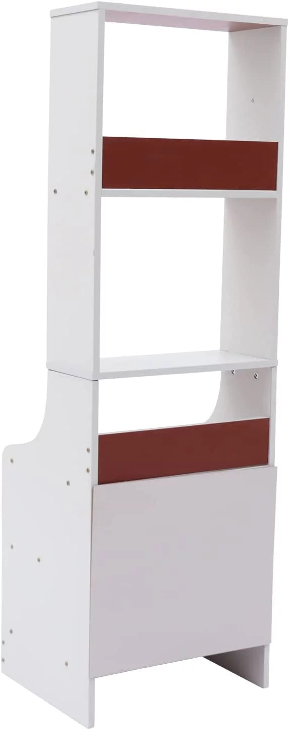 White 3 Layers Bedside Table with Storage Shelf D32504
