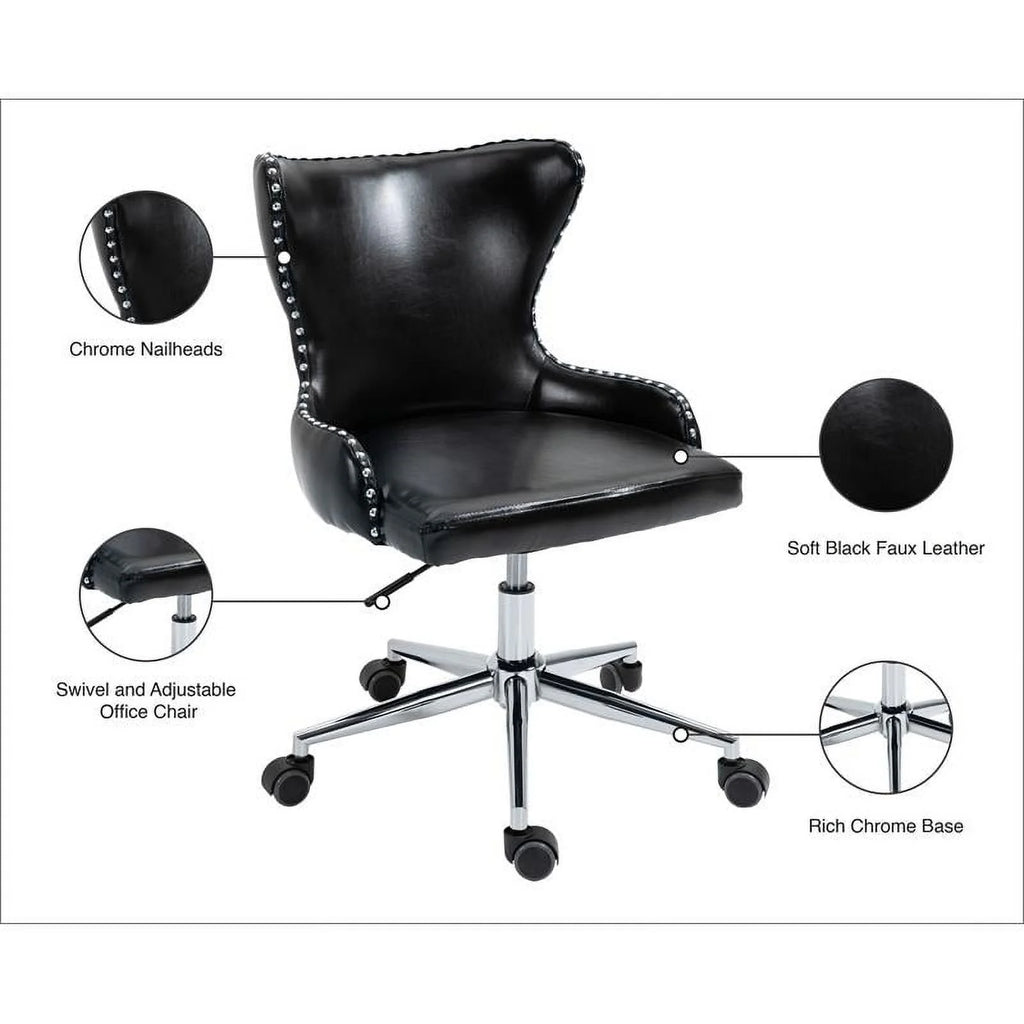 Black Vegan Leather Swivel Office Chair A646684
