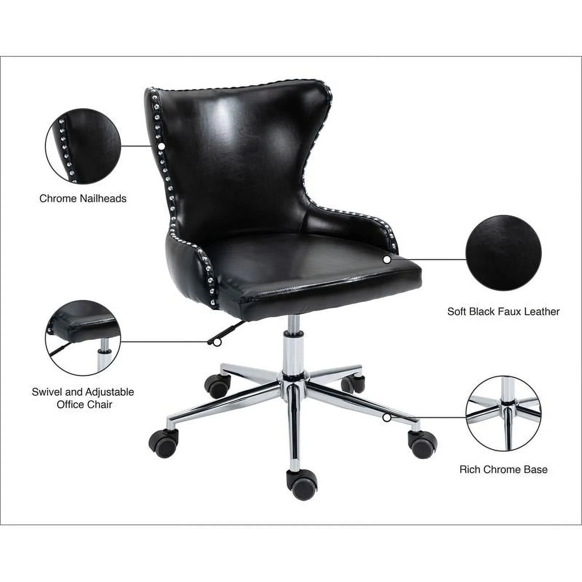 Black Vegan Leather Swivel Office Chair A646684