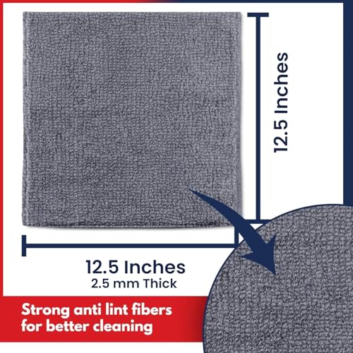 Grey 12 Pcs Microfiber Cleaning Cloth Z195960