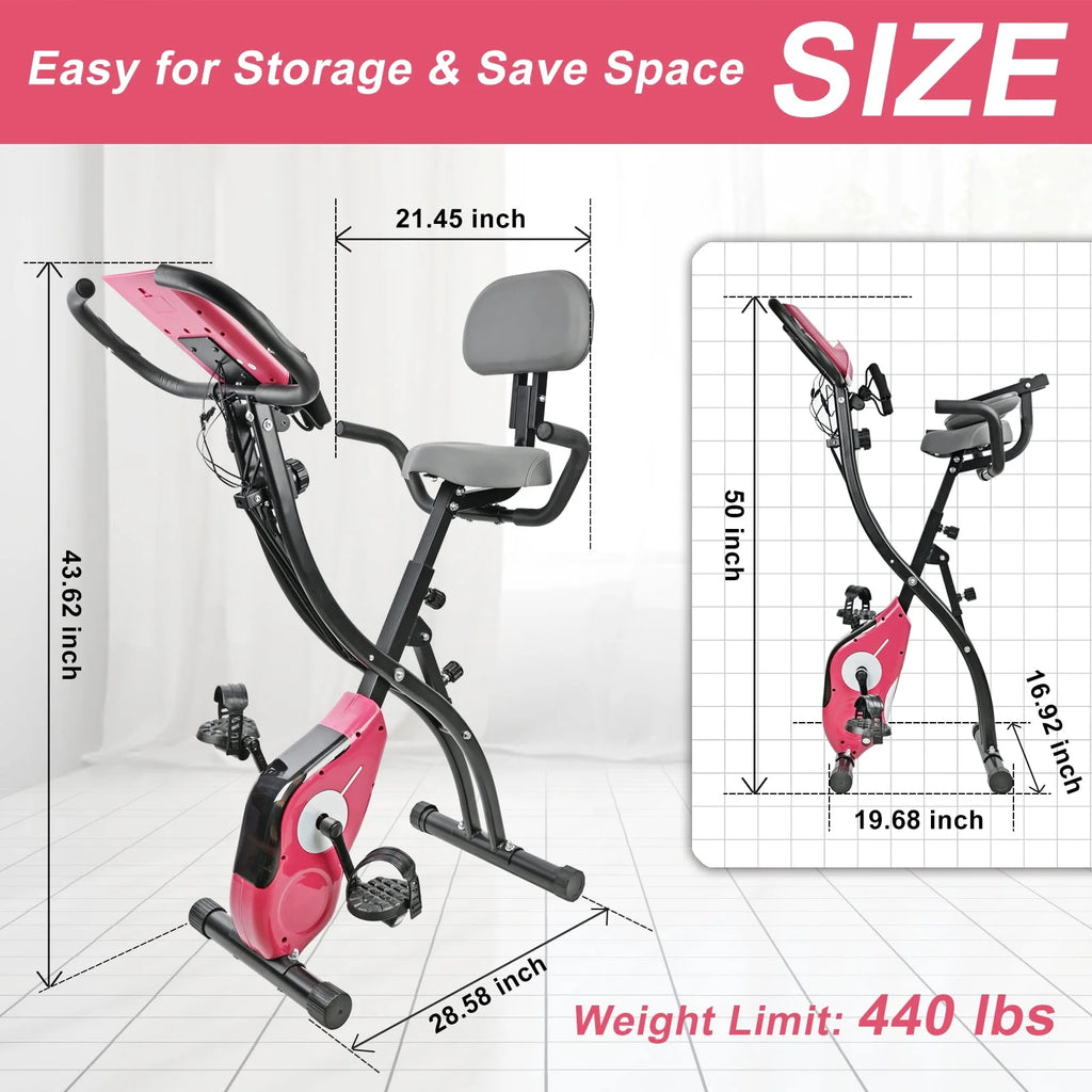 Folding Upright Exercise Bike Stationary Cycling Bike Black J3222