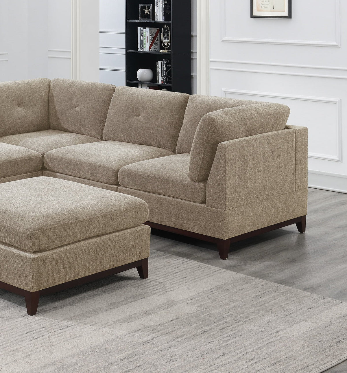 Chenille Camel L-Sectional Sofa Set 6pcs M1488