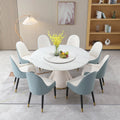 59” Sintered Stone Round Dining Table Set with 8 Chairs F4724