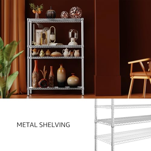 4 Tier Adjustable Heavy Duty Metal Wire Shelving Unit N141739