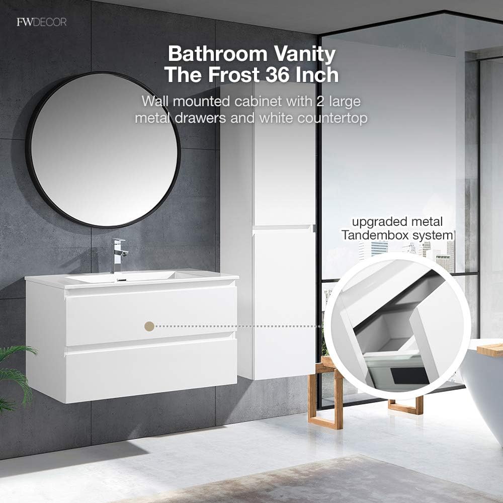 36 Inch Wall Mounted Bathroom Vanity with 2 Drawers and Sink L921