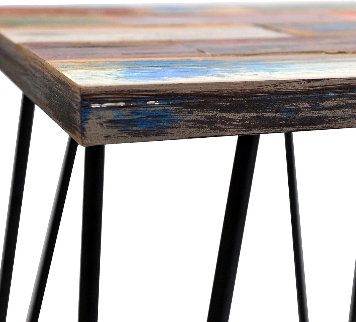 Reclaimed Wood End Table with Hairpin Legs F8184