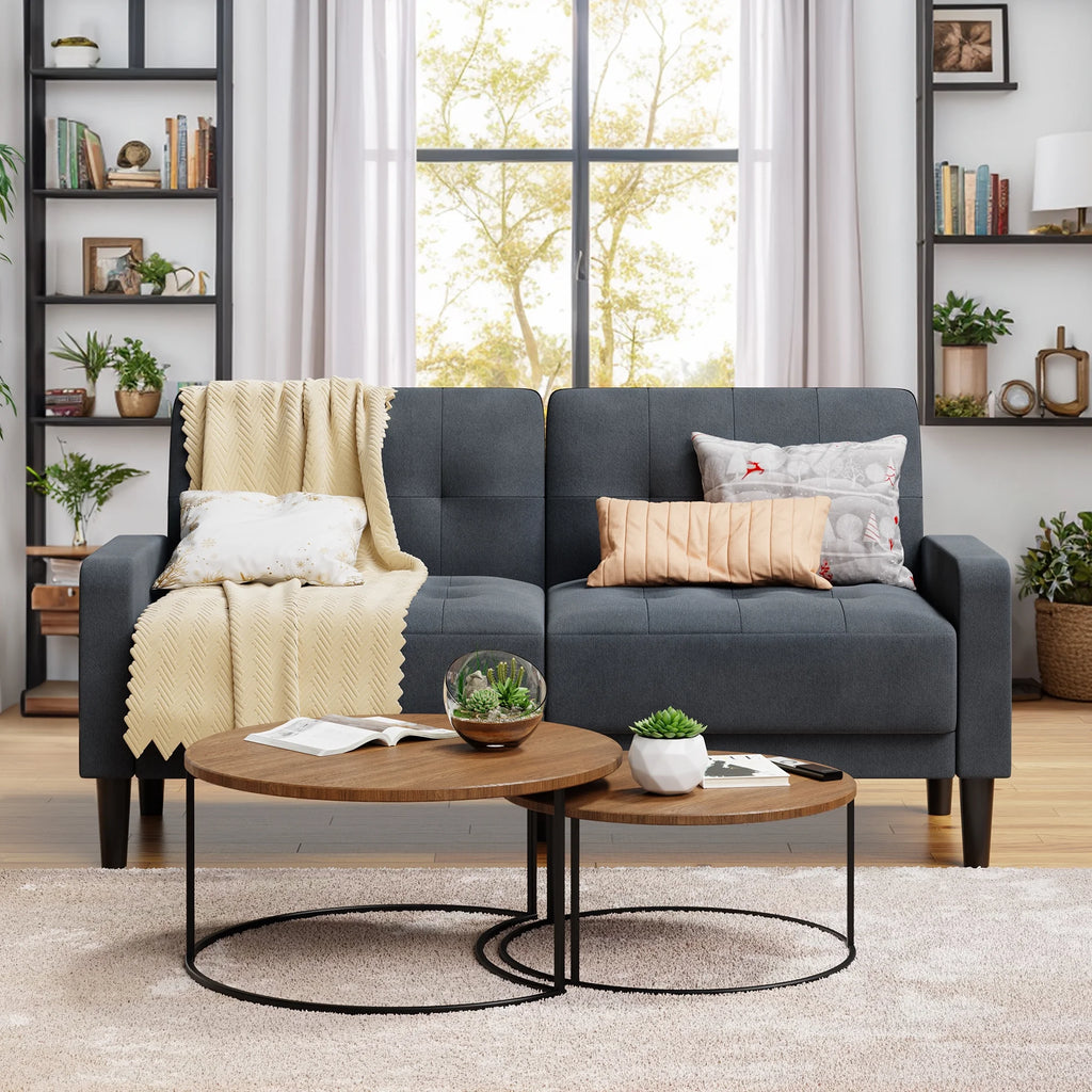 Dark Gray Upholstered 2-Seat Loveseat Sofa A528