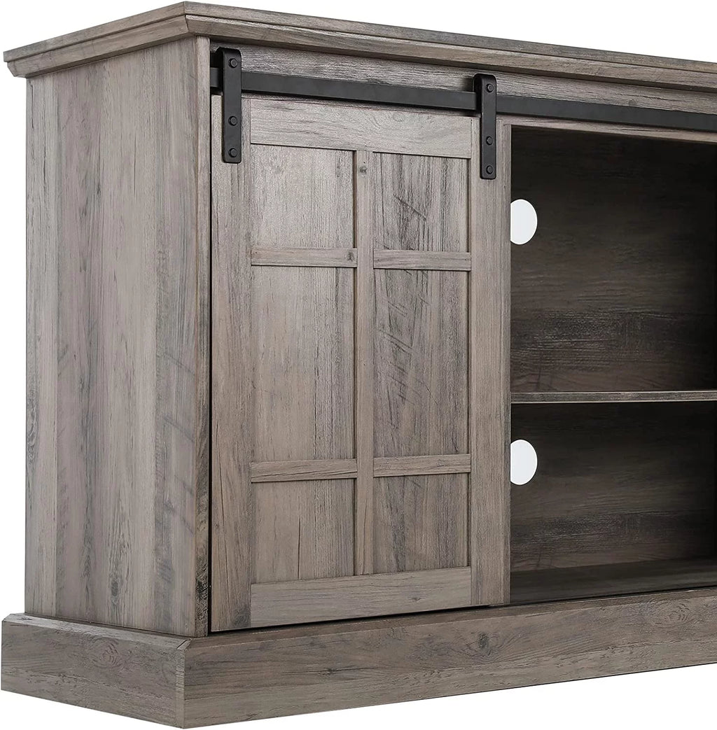 Wash Gray 58" TV Stand with Sliding Barn Door D1748