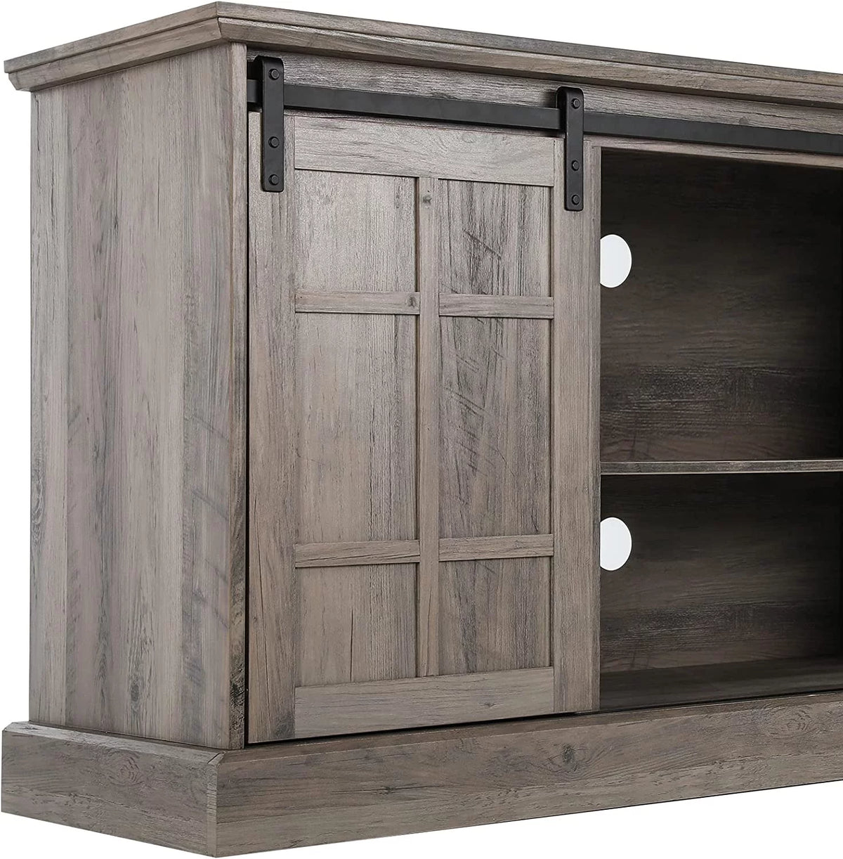 Wash Gray 58" TV Stand with Sliding Barn Door D1748