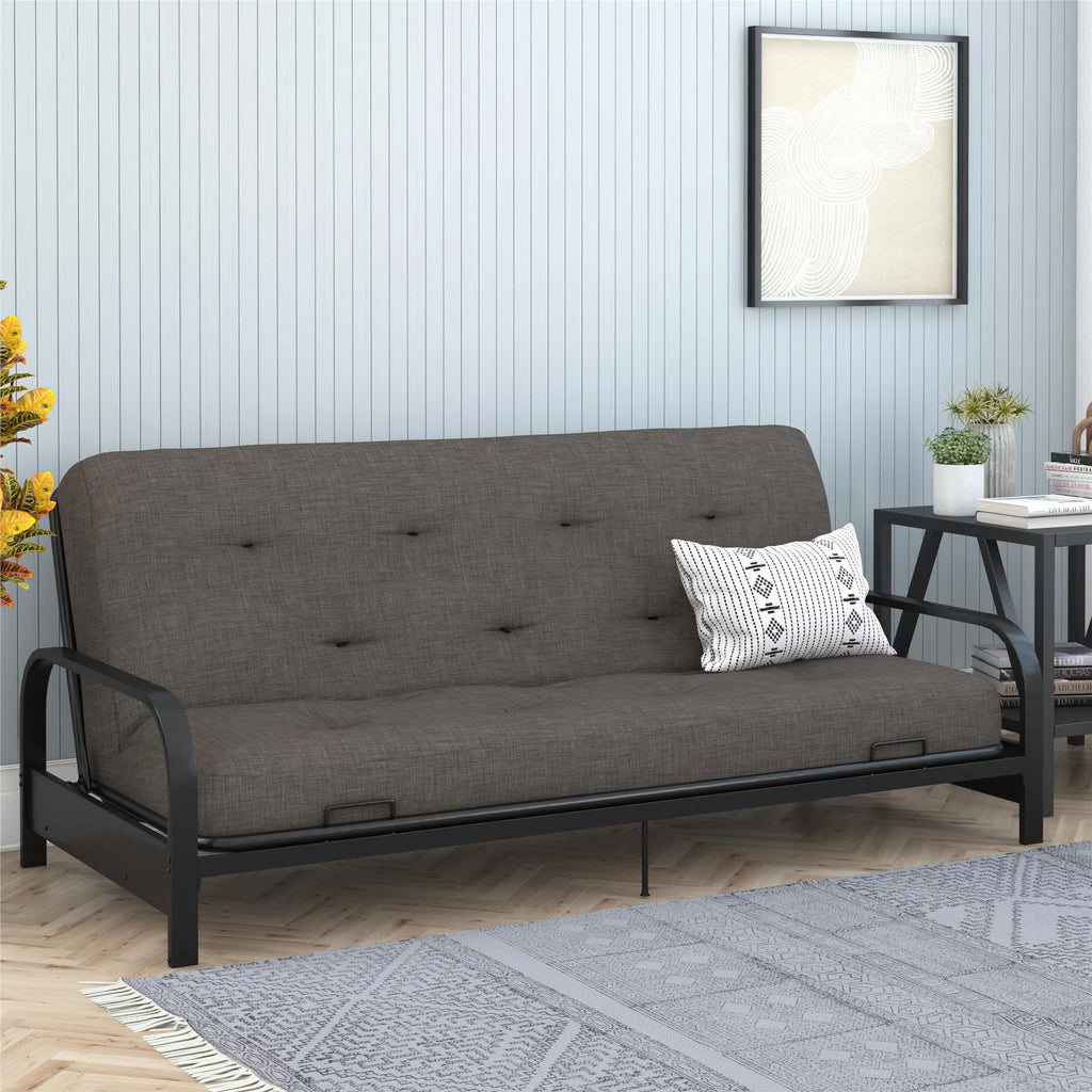 Full True Black Polyester Linen Futon Mattress L5701