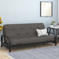 Full True Black Polyester Linen Futon Mattress L5701