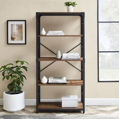 Rustic Oak Etagere Bookcase J697