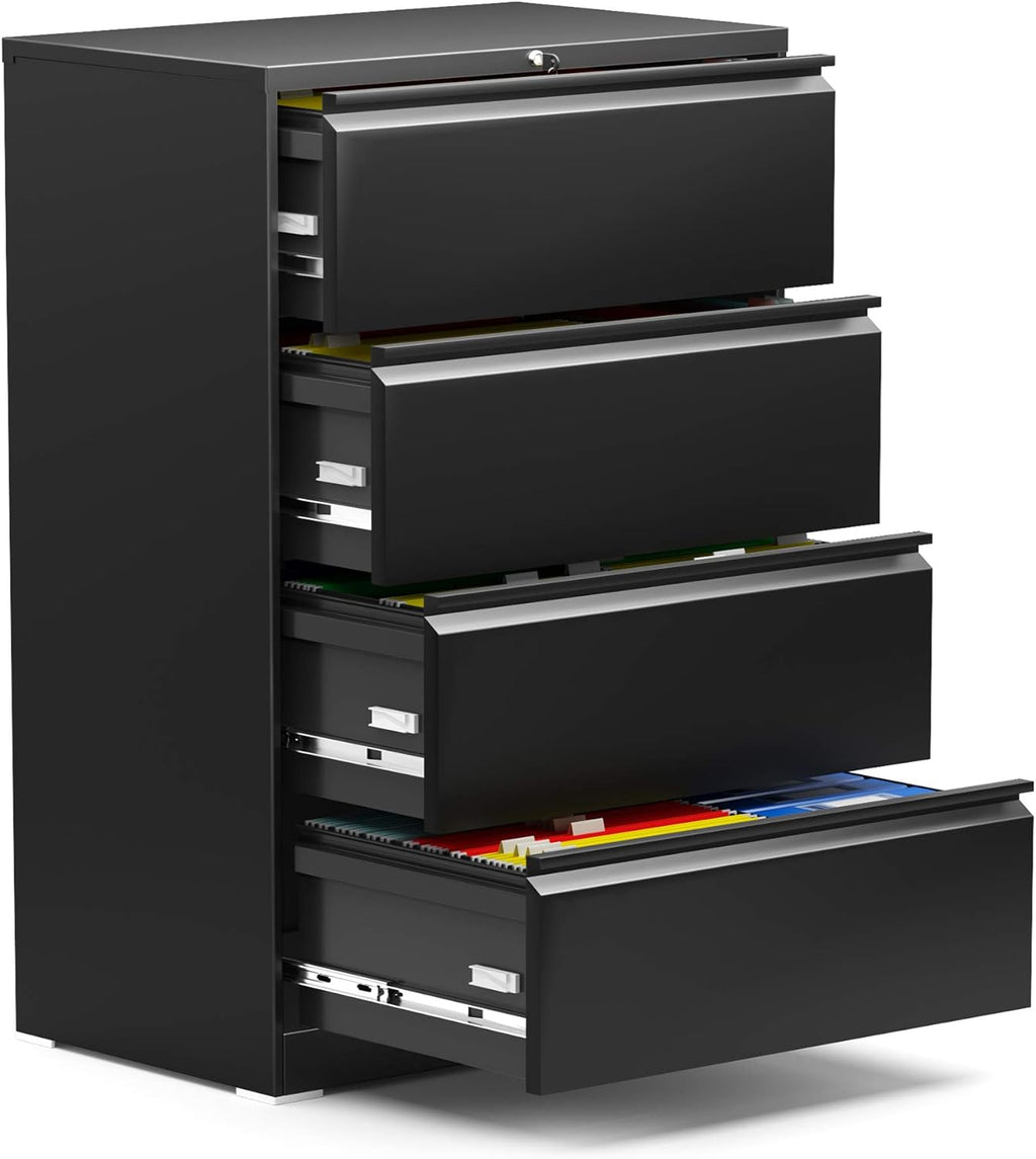 White 4 Drawer Steel Lateral File Cabinet W9029