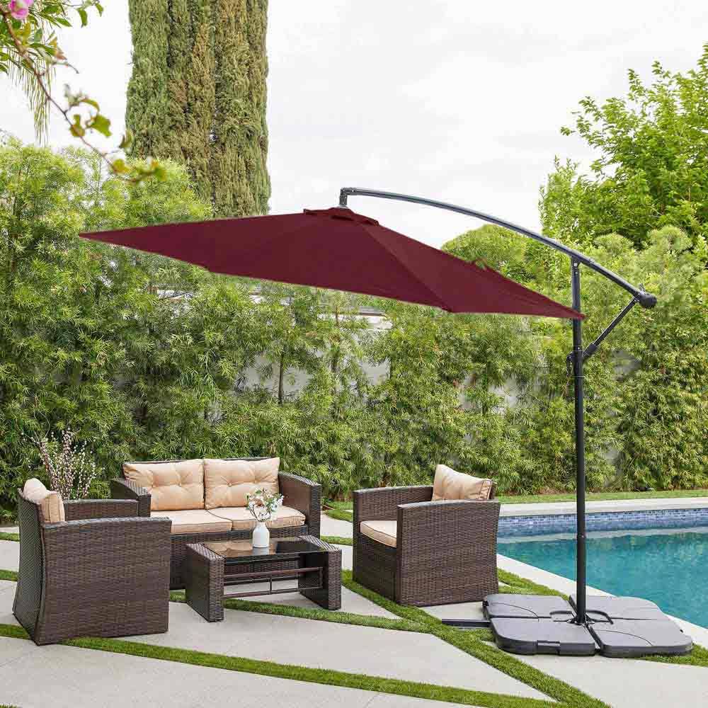 10 ft Offset Cantilever Umbrella with Cross Base, Gray F774070