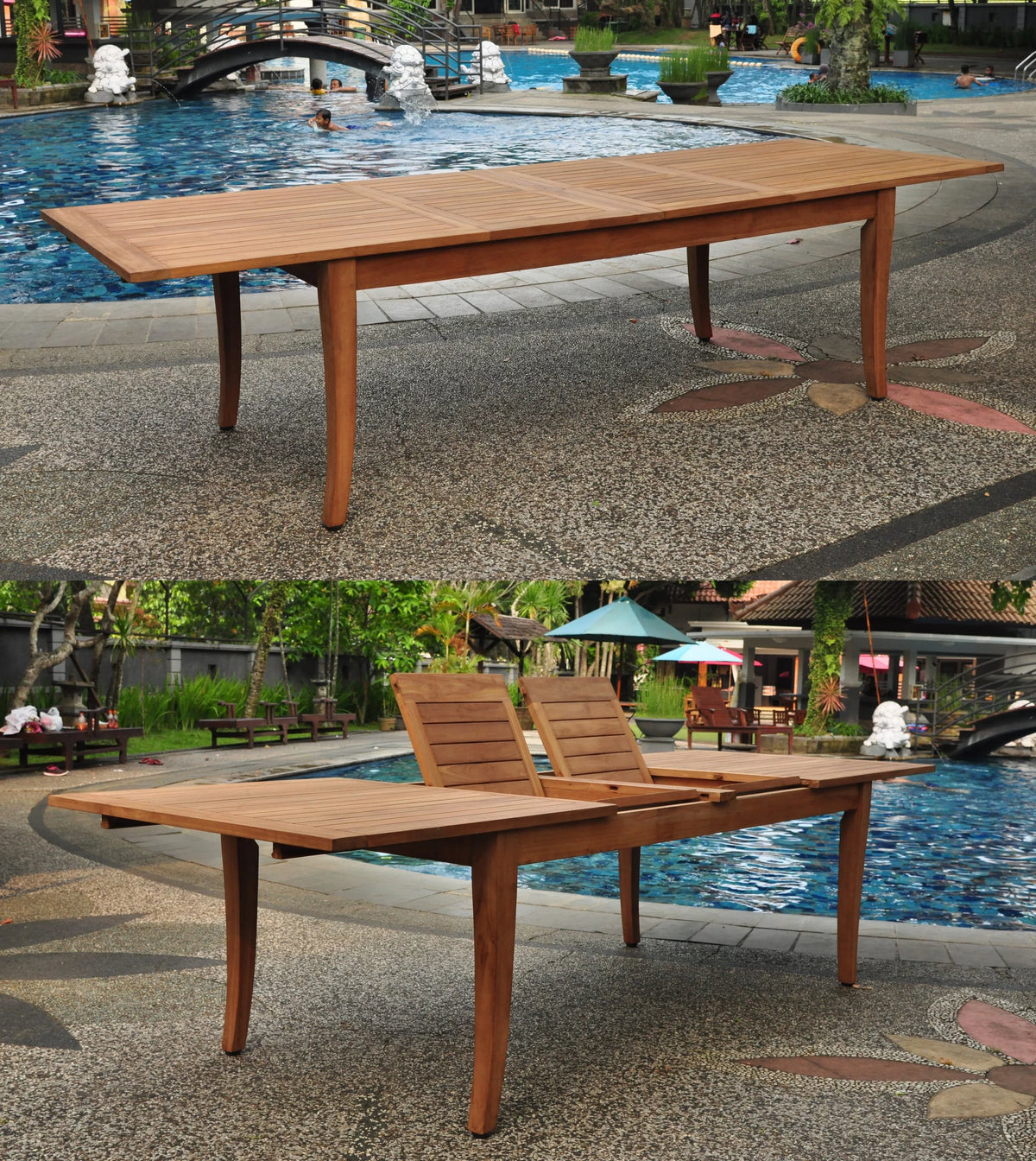 Grade-A Teak 7 Pc 6 Seater Double Extension Dining Set D27690