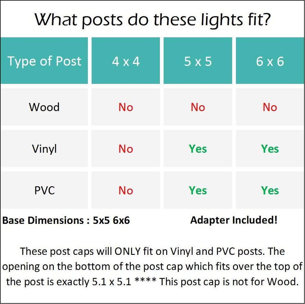 5 x 5 Solar LED Post Cap Light with 6 inch Adapter, Bronze, 12 Pack I86079