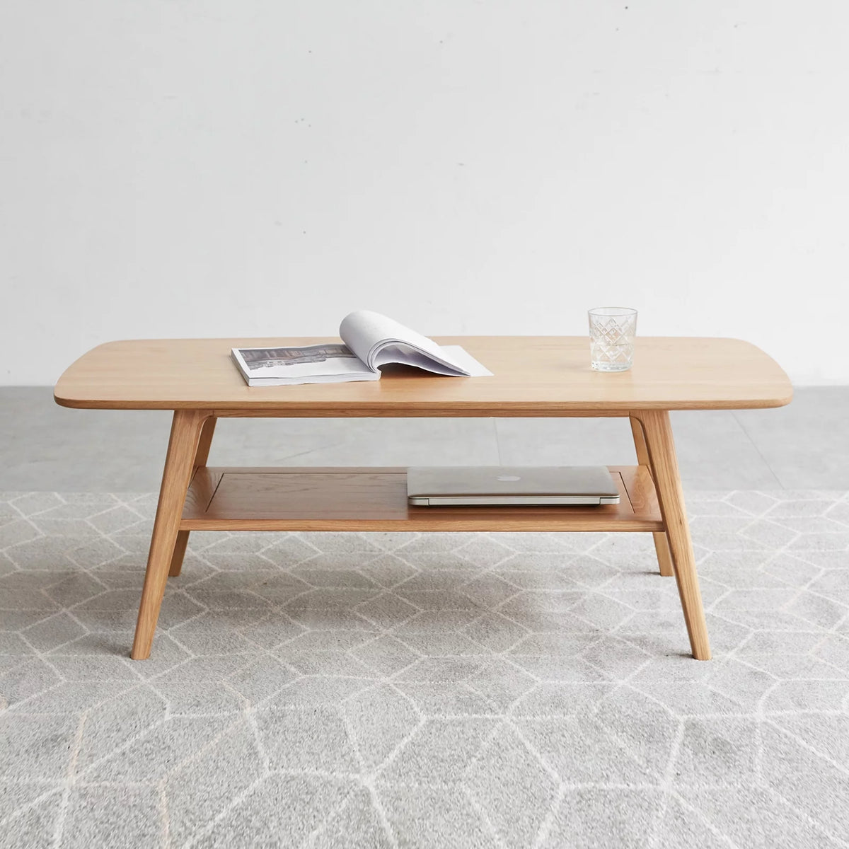 Solid Wood Coffee Table with Storage Shelf M9432