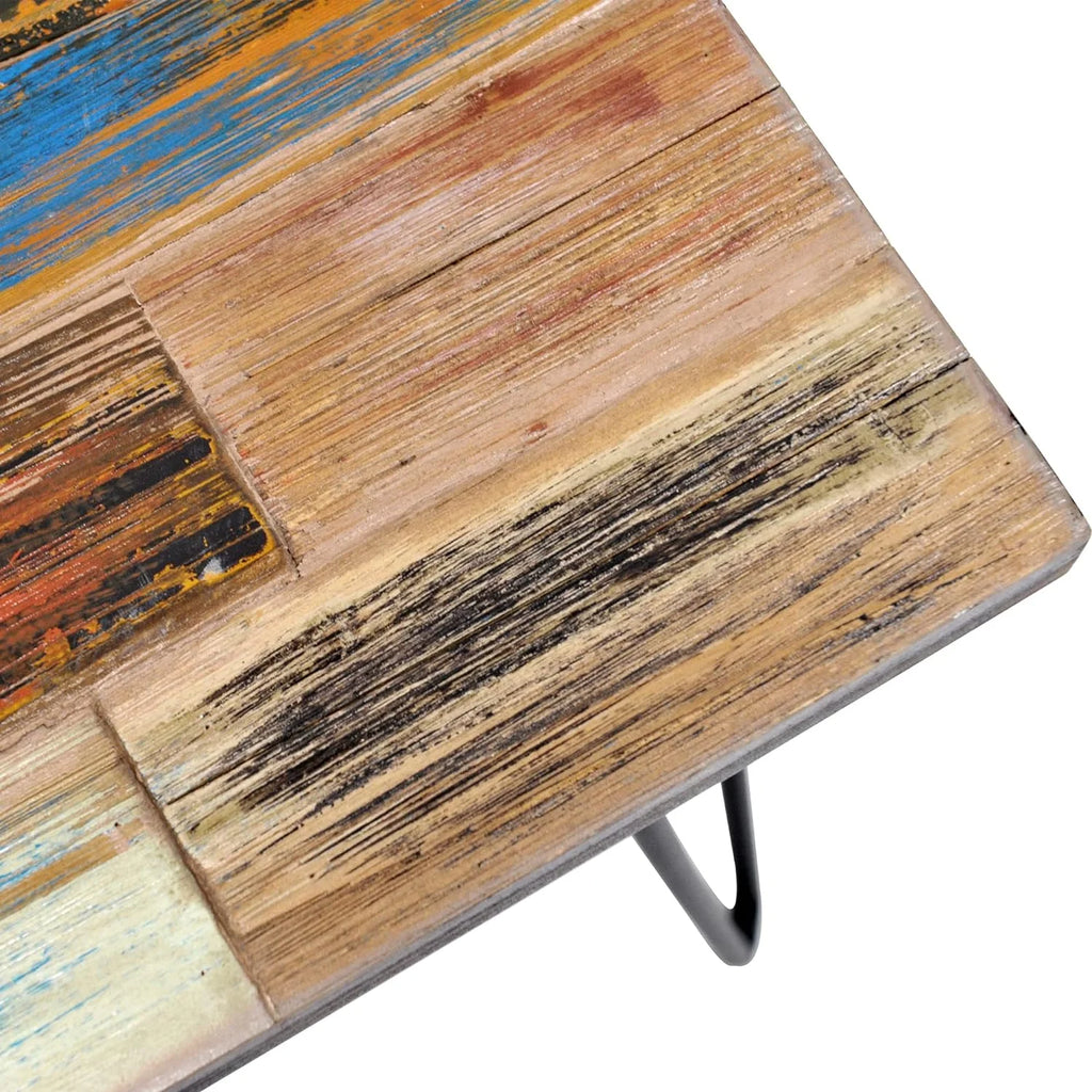 Reclaimed Wood End Table with Hairpin Legs F8184