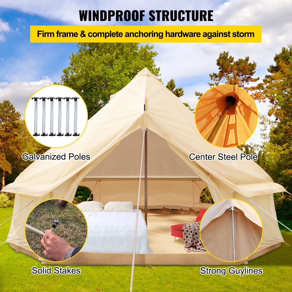 Canvas Bell Tent with Stove Jacket Waterproof 4 Seasons Z14732