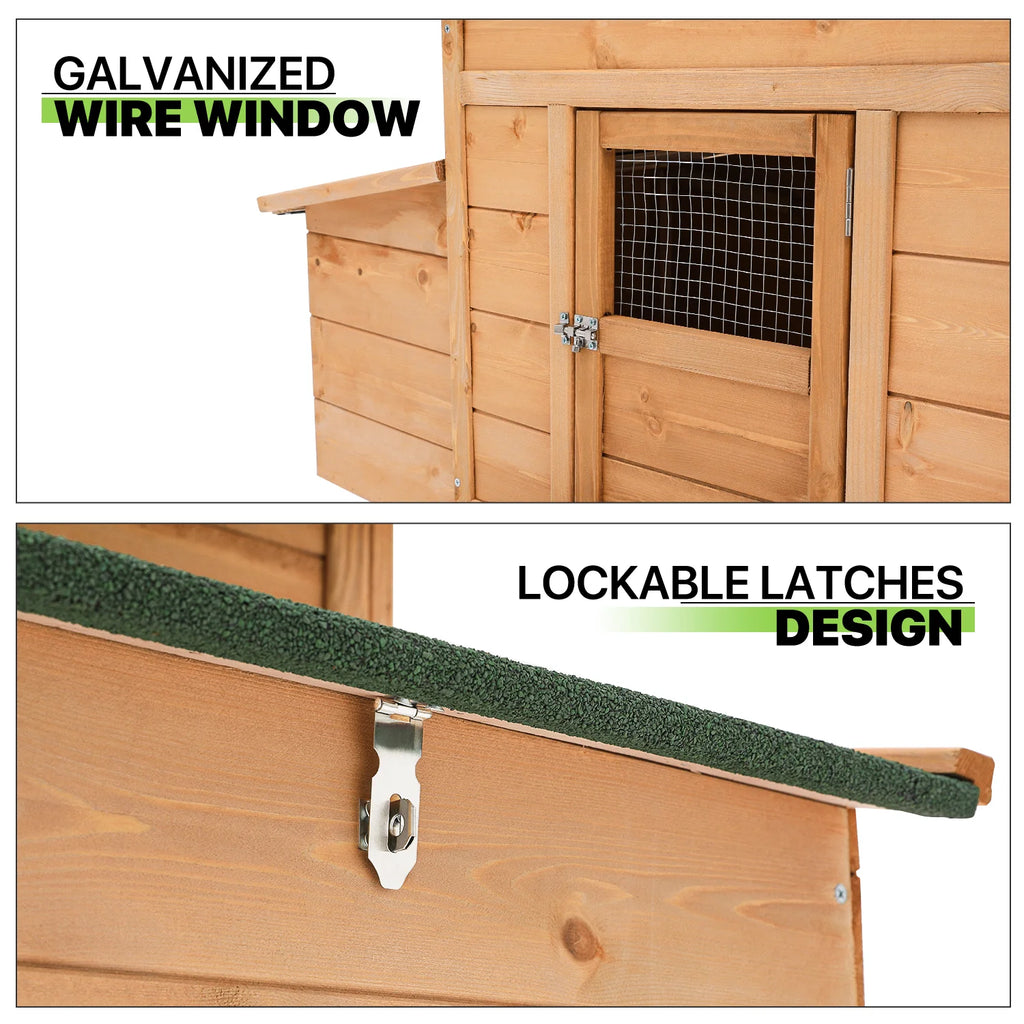 80 inch Wooden Chicken Coop with Nesting Box R5235