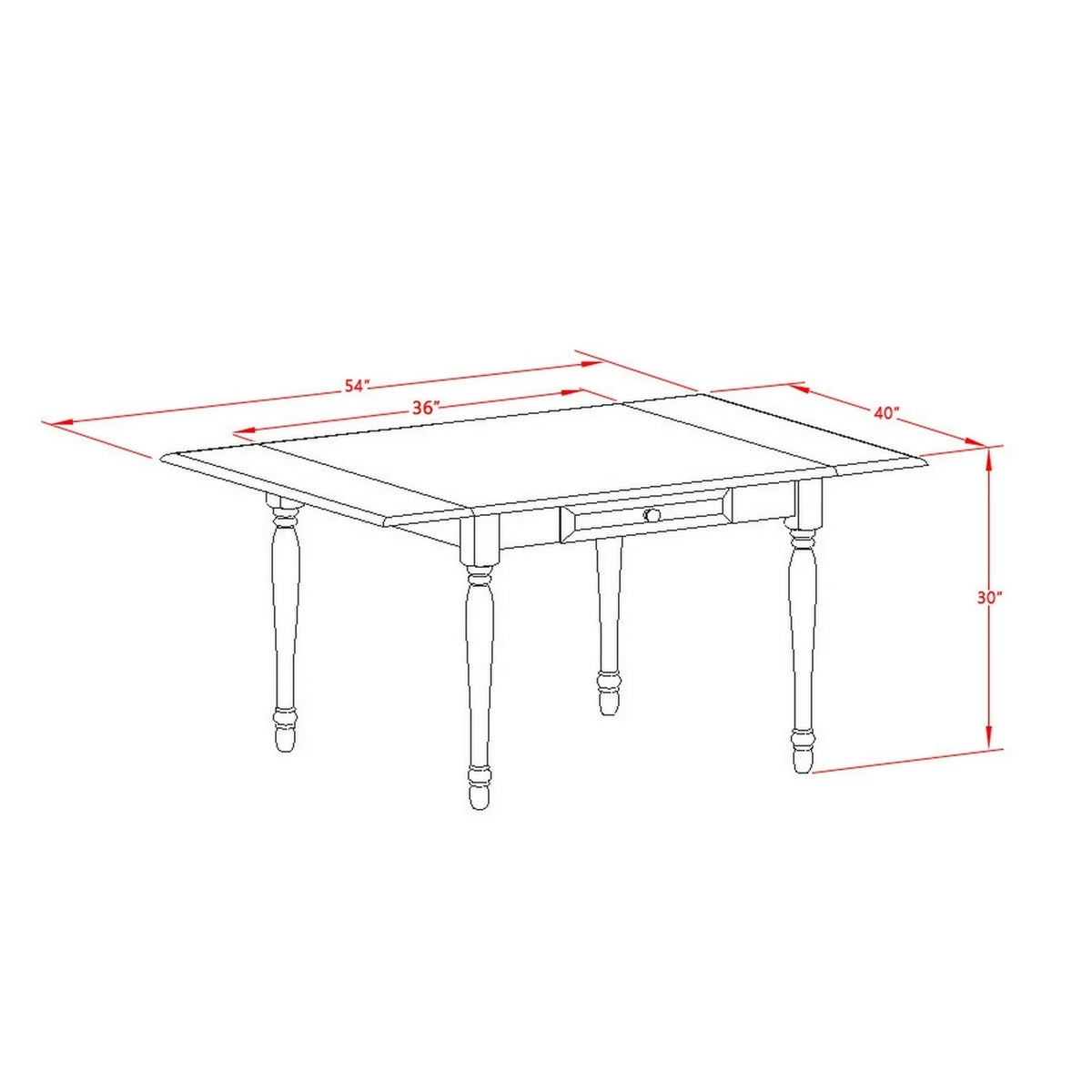 3 Pieces Drop Leaf Real Wood Dining Table Set K39946