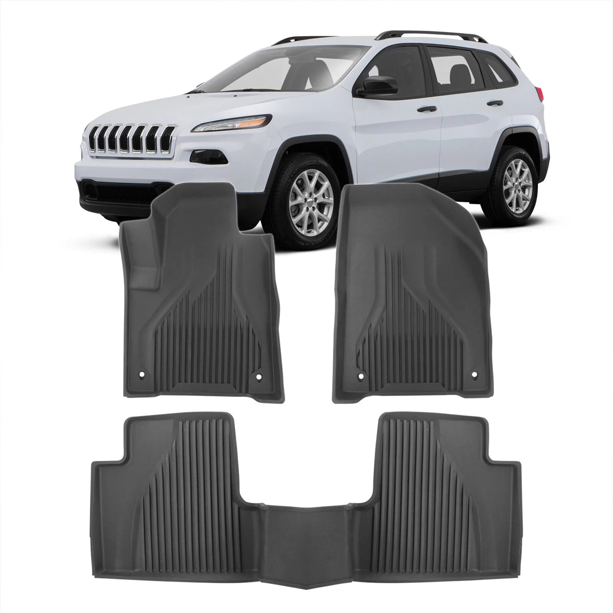 All Weather Heavy Duty Rubber Floor Mats Liner Front & Rear Set Q889