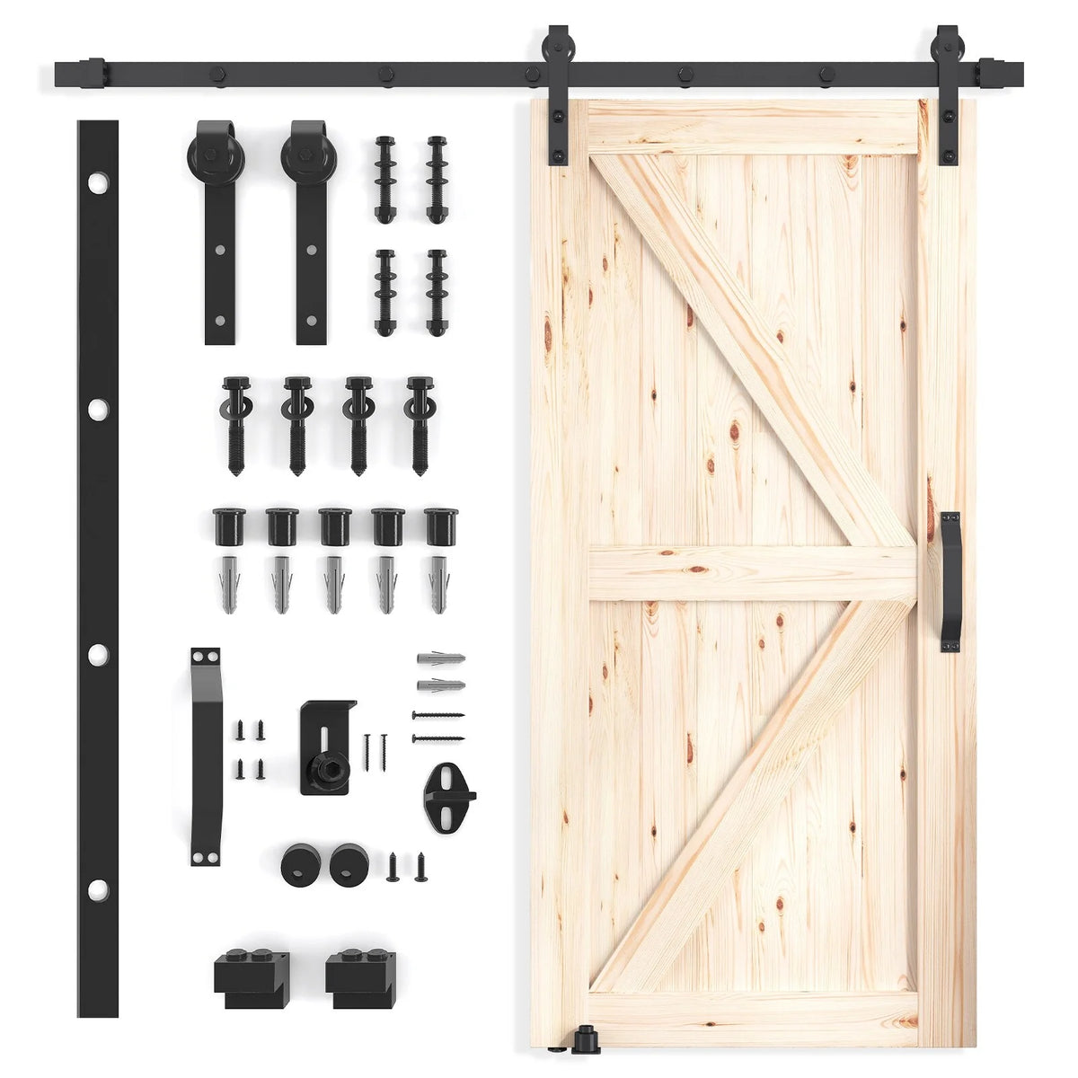 Unfinished Solid Spruce Wood Sliding Barn Door 36in x 84in C83216