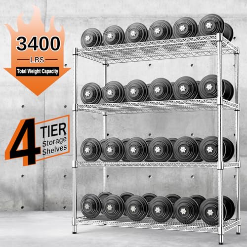 4 Tier Adjustable Heavy Duty Metal Wire Shelving Unit N141739