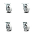 Cast Iron Swivel Caster Set of 4 with 5 inch Silver Wheels V91734