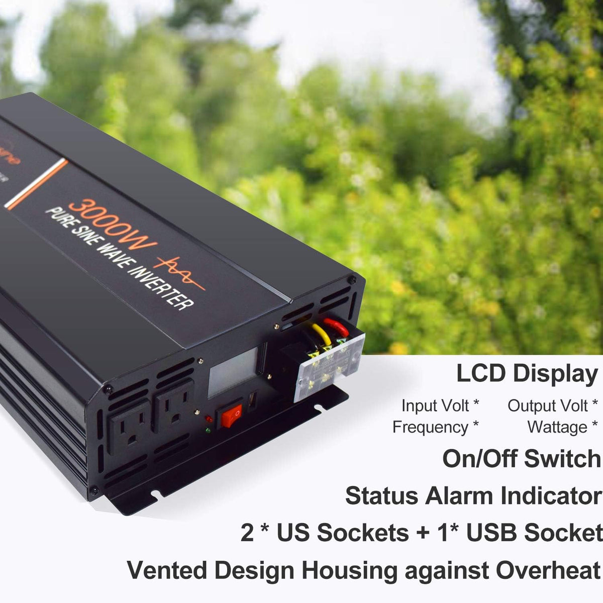 1500 Watt Pure Sine Wave Inverter 12v DC to AC 110v 120v with LCD Display A3679