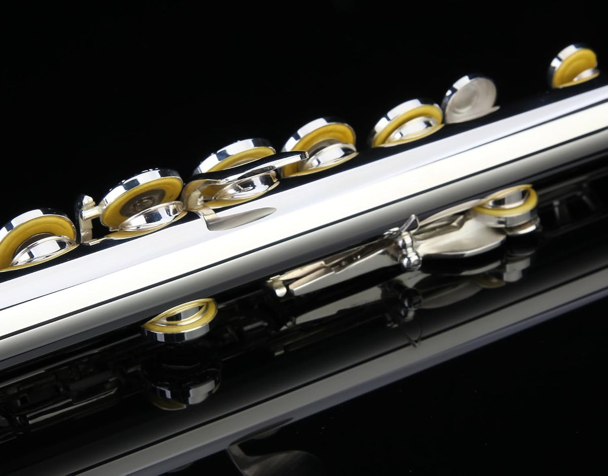 Hand Engraved Silver Plated 17 Hole C Flute with Case M236067