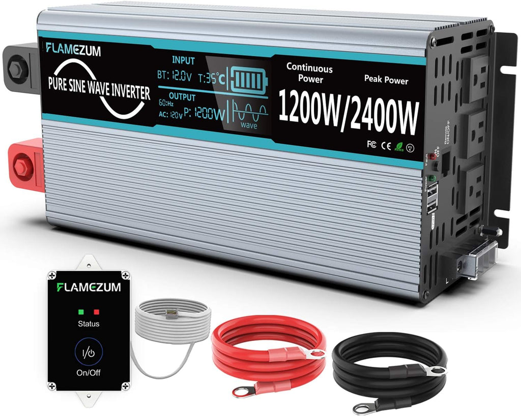 Pure Sine Wave 2000 Watt 12V DC to 110V/120V AC Power Inverter W8480