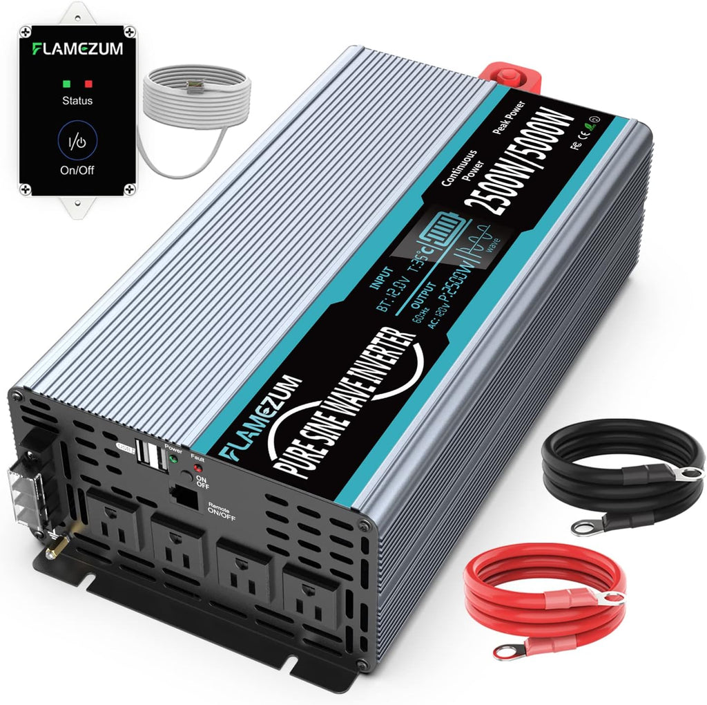 Pure Sine Wave 2000 Watt 12V DC to 110V/120V AC Power Inverter W8480