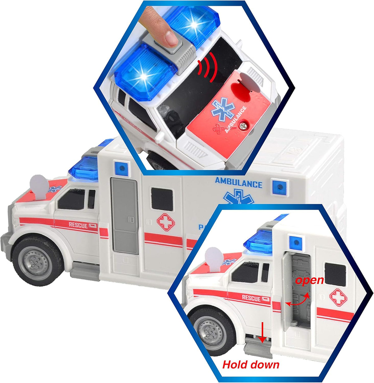 Friction Powered Emergency Vehicle Toy Playsets with Light and Sound Y267791