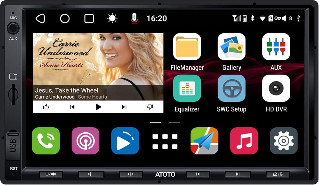 7 inch Double-DIN Android Car Stereo with Wireless CarPlay D3702