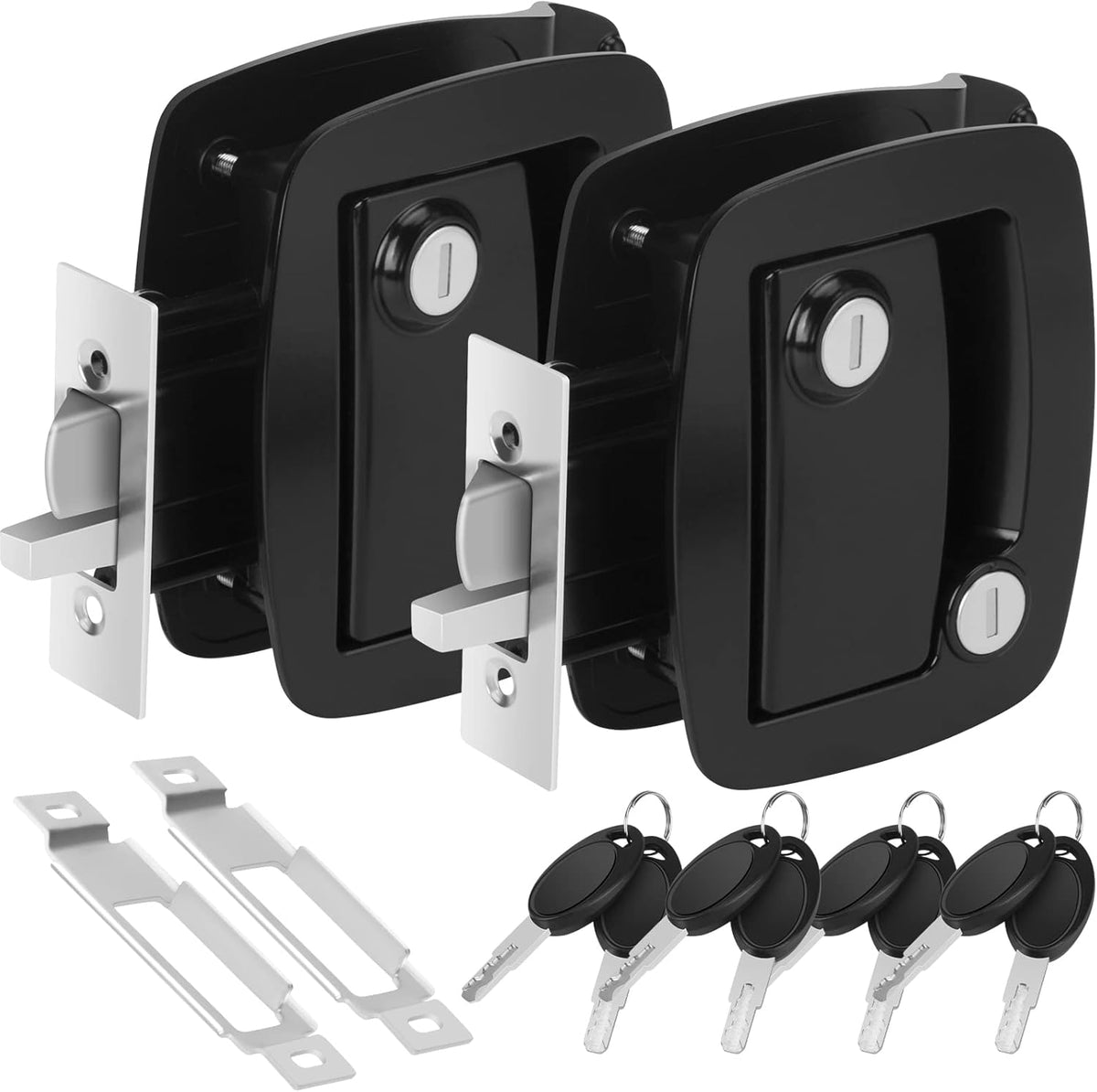 Black Metal RV Entry Door Lock with Paddle Deadbolt D31256